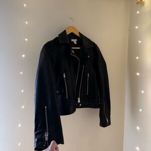 Vegan Petite Black Leather Jacket